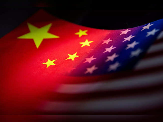 FILE PHOTO: Illustration shows China's and U.S.' flags