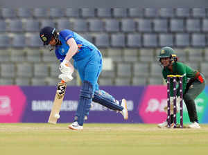 Sylhet, Oct 08 (ANI): India's Shafali Verma plays a shot during the 15th Match o...