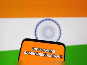 Illustration shows Indian flag and words "India online gaming regulations