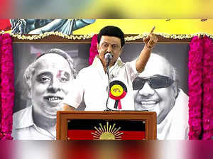 Chennai, Oct 09 (ANI): Tamil Nadu Chief Minister MK Stalin addresses the 15th Dr...