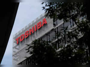 The logo of Toshiba Corp. is displayed atop of the company's facility building in Kawasaki, Japan