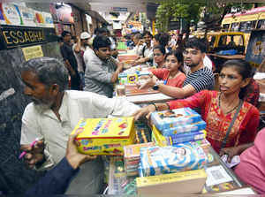 Mumbai, Oct 14 (ANI): People purchase fire crackers ahead of Diwali festival at ...