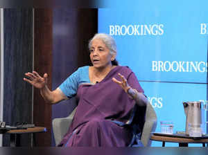 Washington: Union Finance Minister Nirmala Sitharaman speaks to scholars of The ...