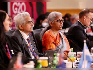 Washington: Union Finance Minister Nirmala Sitharaman during G20 Finance Ministe...