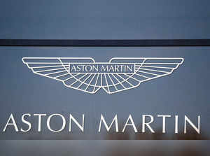 FILE PHOTO: Aston Martin badge and logo are pictured at the company's world headquarters in Gaydon