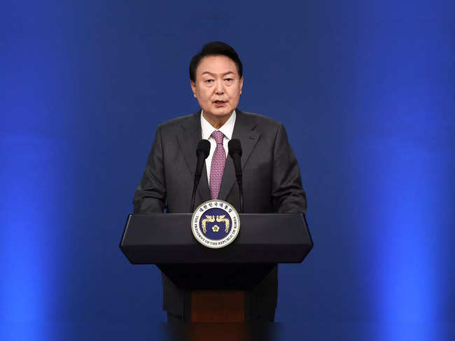 South Korea's President Yoon Suk-yeol holds first official news conference, in Seoul