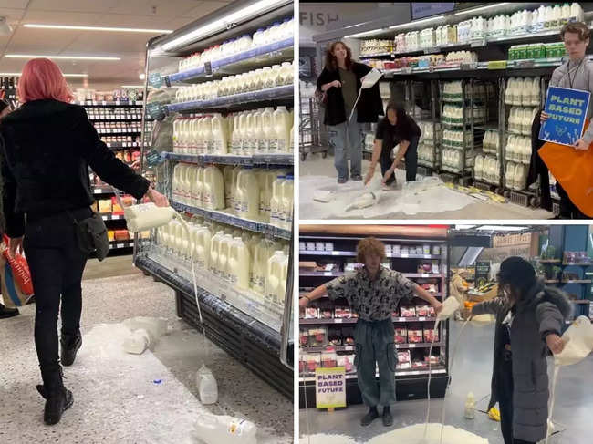 Milk pouring protest