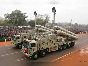FILE PHOTO: Indian Army's BrahMos weapon systems are displayed during a full dress rehearsal for the Republic Day parade in New Delhi