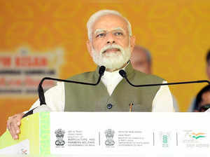 New Delhi : Prime Minister Narendra Modi addressing at the inauguration of PM Kisan Samman Sammelan 2022 at Indian Agricultural Research Institute, in New Delhi on Monday, October 17, 2022. (Photo:IANS/PIB)