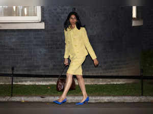 British Home Secretary Suella Braverman walks outside 10 Downing Street in London