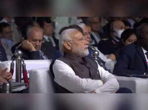 Prime Minister Narendra Modi at defence expo-2022 in Gandhinagar on Wednesday.