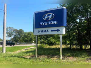 FILE PHOTO: A sign shows directions to the Hyundai Motor Manufacturing Alabama automobile plant in Montgomery