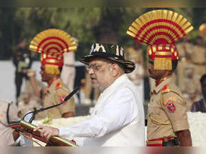 New Delhi: Union Home Minister Amit Shah addresses during the Police Commemorati...