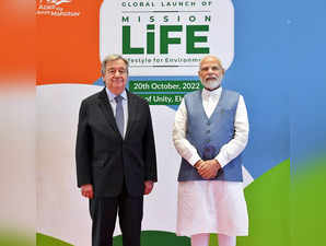 **EDS: IMAGE VIA PIB** Kevadia: Prime Minister Narendra Modi with United Nations...