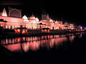 Ayodhya: Illuminated Ram Ki Paidi on the banks of Saryu river ahead of the tradi...