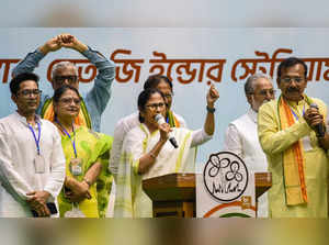 Kolkata: West Bengal Chief Minister and TMC supremo Mamata Banerjee addresses th...