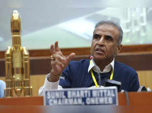 Sriharikota: Bharti Enterprises Chairman Sunil Bharti Mittal speaks during a pre...
