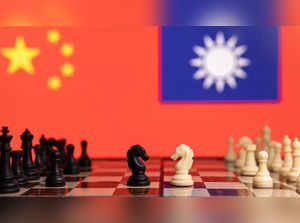 Illustration shows China and Taiwan's flags