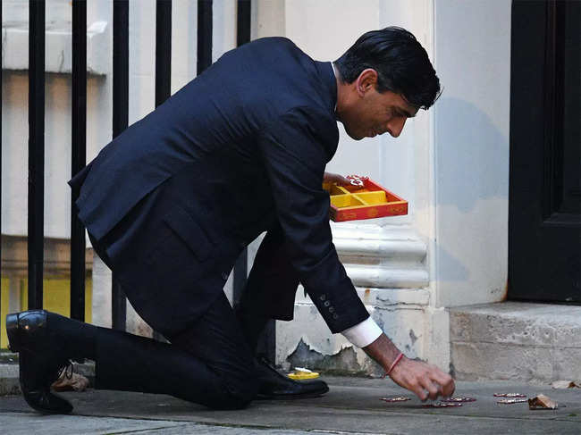 File photo of November 12, 2020: Rishi Sunak lit diyas for Diwali in Downing Street in London, England.