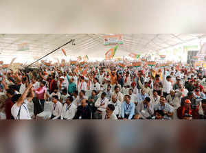 Faridabad, Oct 27 (ANI):  Bharatiya Janata Party (BJP) supporters at Union Home ...