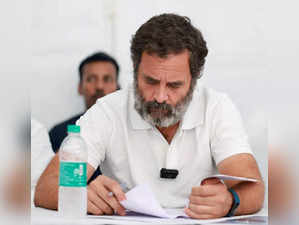 Mahbubnagar, Oct 30 (ANI): Congress leader Rahul Gandhi during interaction with ...