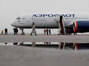 FILE PHOTO: Aeroflot presents its first Airbus A350-900 at Sheremetyevo International Airport outside Moscow