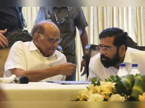 NCP Chief Sharad Pawar with Maharashtra CM Eknath Shinde