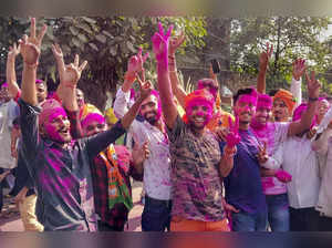 Gopalganj: BJP supporters celebrate after party's victory in the Gopalganj by-as...