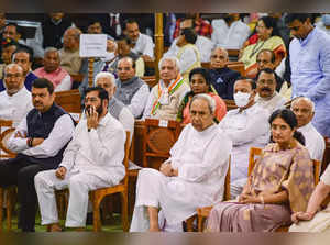 New Delhi: Odisha CM Naveen Patnaik and other dignitaries during the swearing-in...