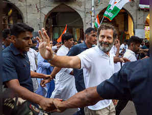 Hyderabad: Congress leader Rahul Gandhi during the party's 'Bharat Jodo Yatra', ...