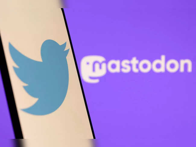 Illustration shows Twitter and Mastodon logos