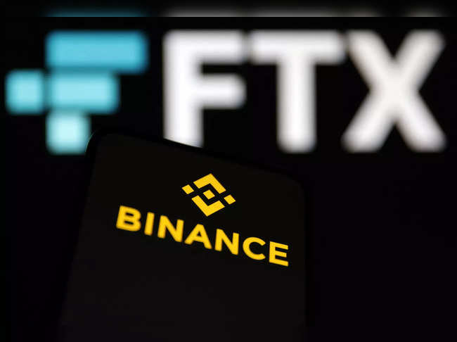 Illustration shows Binance and FTX logos