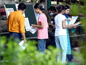 New Delhi, July 17 (ANI): A girl checks her exam hall details as NEET UG 2022 as...