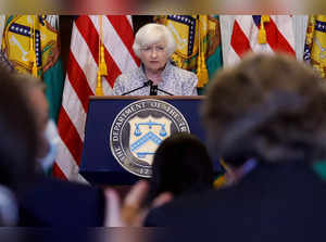 FILE PHOTO: U.S. Treasury Secretary Janet Yellen holds a news conference at the U.S. Treasury Department in Washington