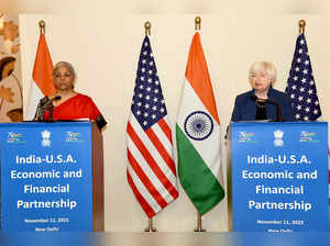 New Delhi, Nov 11 (ANI): Union Finance Minister Nirmala Sitharaman and the US Tr...