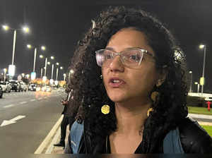 Sanaa Seif, sister of jailed Egyptian activist Alaa Abdel Fattah, speaks to Reuters upon her arrival to Sharm El-Sheikh