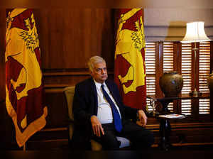 FILE PHOTO: Sri Lanka's President Ranil Wickremesinghe attends an interview with Reuters in Colombo