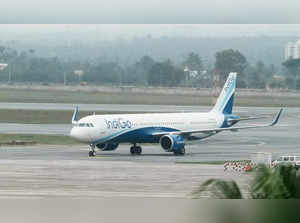 Bengaluru: An Indigo flight prepares to take off from the Kempegowda Internation...