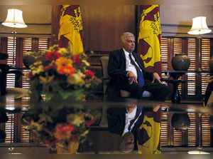 FILE PHOTO: Sri Lanka's President Ranil Wickremesinghe attends an interview with Reuters in Colombo