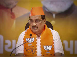 Ahmedabad: Gujarat Bharatiya Janata Party President C R Patil addresses a news c...