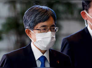 Japan's Minister for Internal Affairs and Communications Minoru Terada arrives at Prime Minister Fumio Kishida's official residence in Tokyo