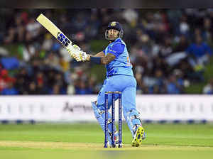 India's Suryakumar Yadav bats during the T20 cricket international between India...