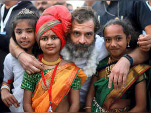 **EDS: IMAGE VIA @INCIndia** Buldhana: Congress leader Rahul Gandhi with young s...