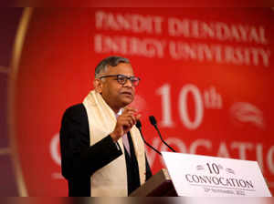 Tata Sons Chairman Chandrasekaran attends a convocation in Gandhinagar