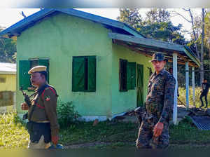 West Karbi Anglong: Security personnel stand guard following violence at a dispu...