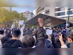 Protest against COVID-19 curbs at Tsinghua University in Beijing