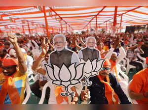 Kheda: BJP supporters attend a public meeting of Prime Minister and senior party...