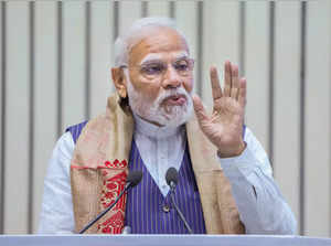 New Delhi: Prime Minister Narendra Modi addresses the closing ceremony of the ye...