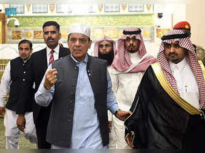 Medina: Prime Minister of Pakistan Shahbaz Sharif, third left, visits Prophet Mu...