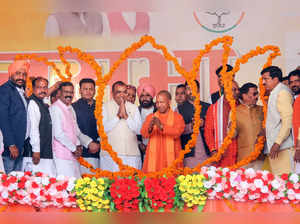 Rampur: Uttar Pradesh Chief Minister and senior BJP leader Yogi Adityanath being...
